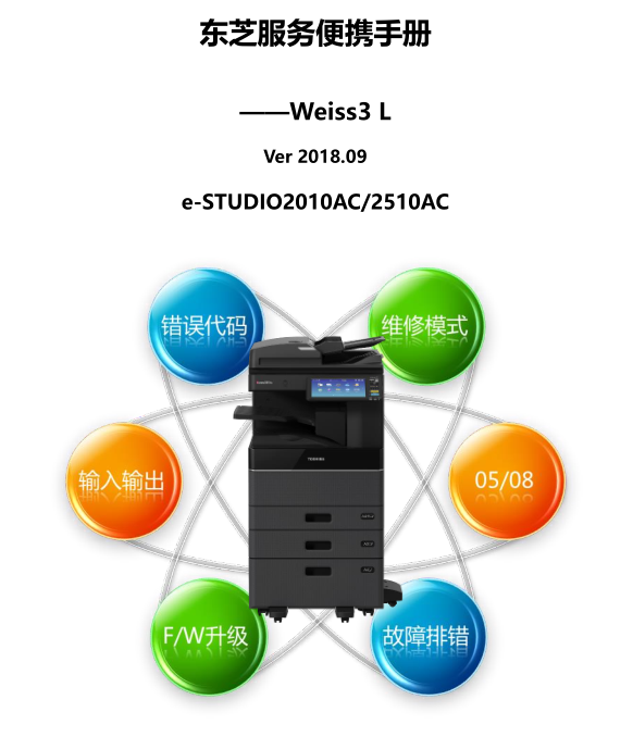 东芝 e-STUDIO 2010AC 2510AC 彩色复印机中文服务便携维修代码手册