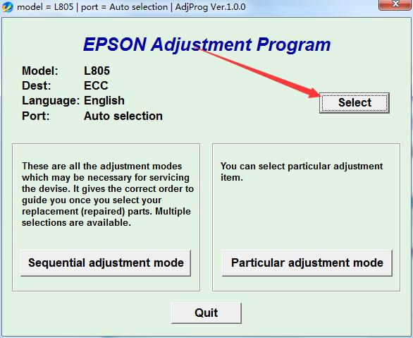 爱普生L805 原版epson清零软件